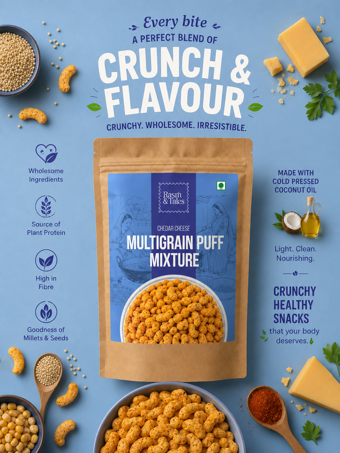 Cheddar Cheese Multigrain Puff Mixture