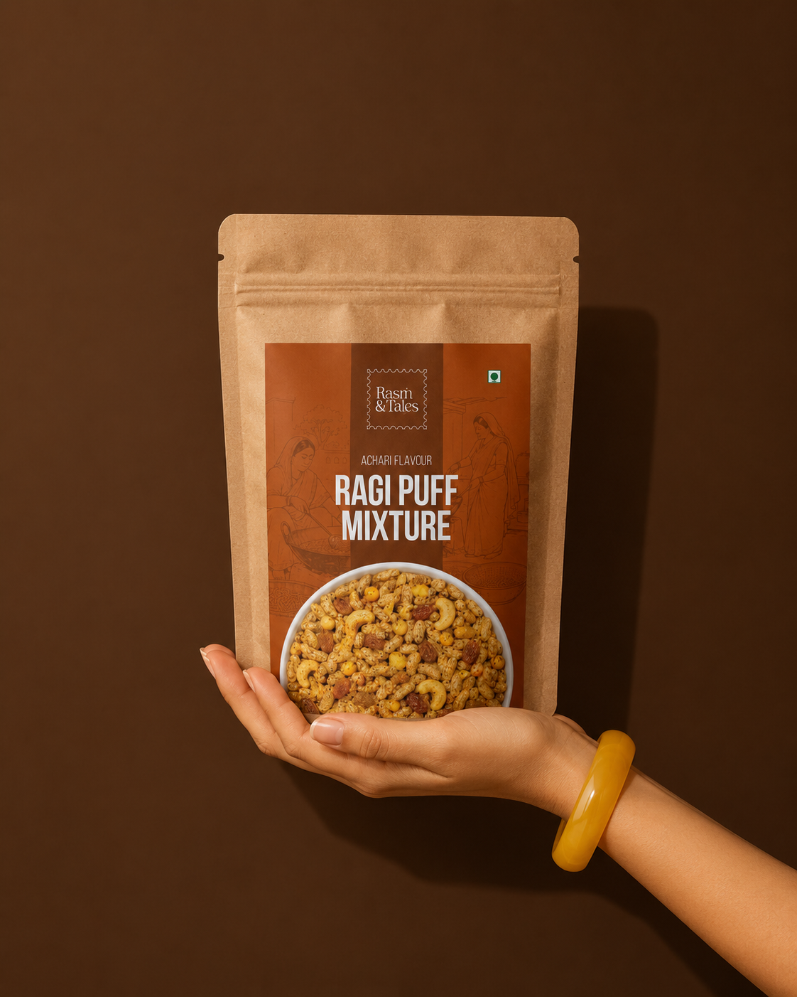 Achari Ragi Puff Mixture